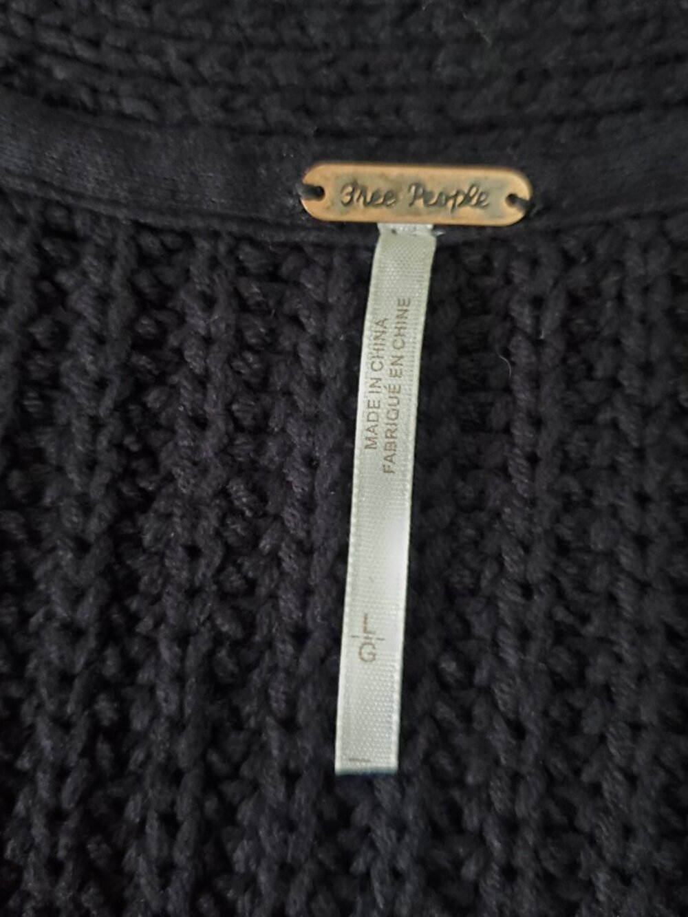 Free People Nightingale Cardigan Knit Open Front in Black - Large - Picture 4 of 9